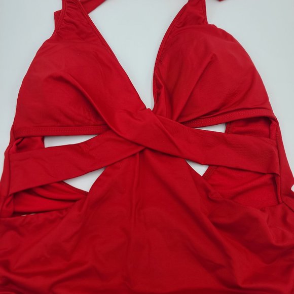 NWT Red Kenneth Cole Core Power Cutout Swimsuit, L - Picture 5 of 9